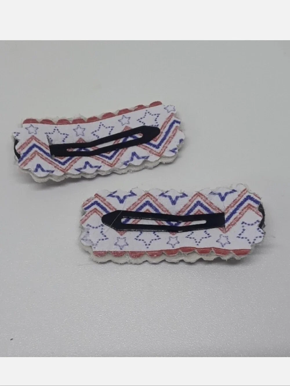 Kids Stars & Chevron Clip Set - White, Red & Blue Hair Accessories